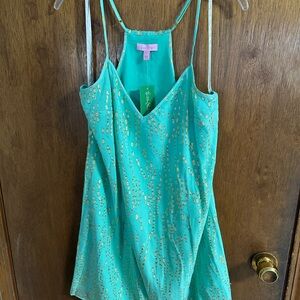 NWT Lilly Pulitzer Women's Green and Gold Dusk Dress
